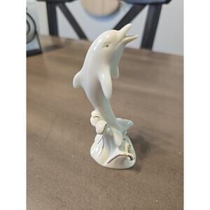 Lenox Leaping Dolphin Figurine Ivory Porcelain 24K Gold Accents 4" Excellent